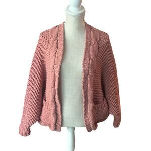 Chunky Knit Pink Cardigan Women's Size 2XL